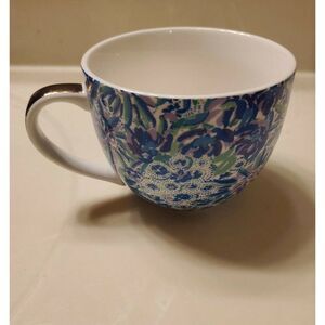 Lilly Pulitzer 12oz Ceramic Mug Coffee Tea Blue Purple Floral Gold
